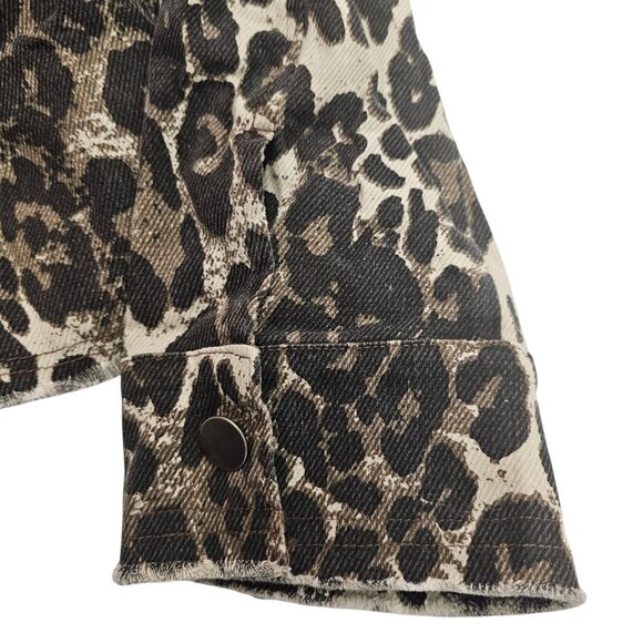 Mystree Leopard Print Denim Front Button Closure Jacket - Picture 8 of 14